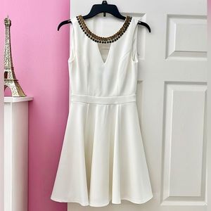 XOXO Juniors' Ivory Sleeveless Beaded Minidress
